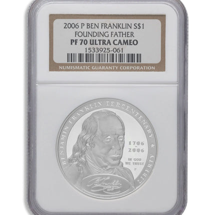 2006-P $1 Frank. Found Father Silver Commem - NGC PF70 Genventro Bullion and Coins
