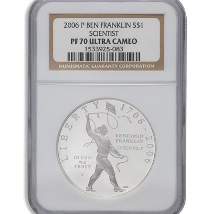 2006-P $1 Franklin Scientist Silver Commem - NGC PF70 Genventro Bullion and Coins