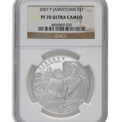 2007 p $1 jamestown silver commem ngc pf70