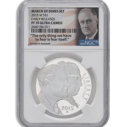2015 w $1 march of dimes silver commem ngc pf70