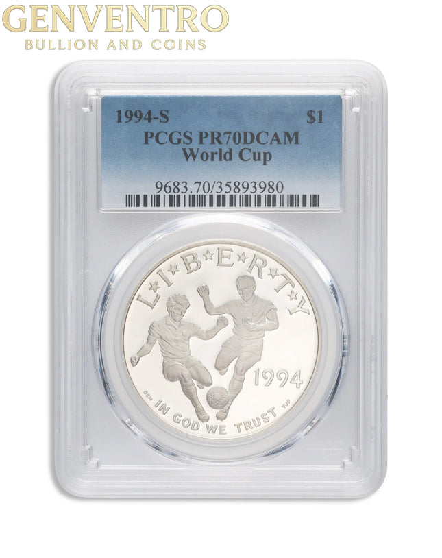 1994-S $1 World Cup Silver Commem - PCGS PF70 Genventro Bullion and Coins