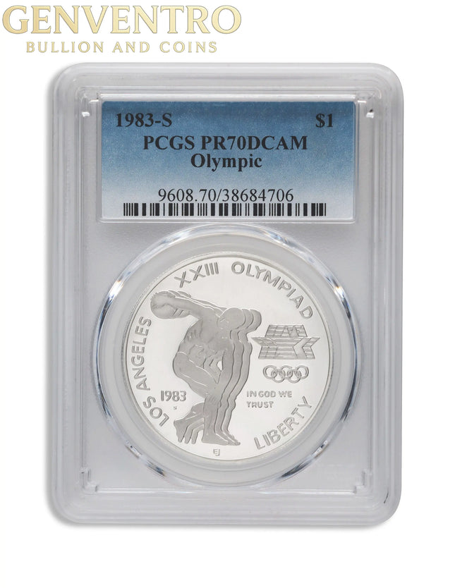 1983-S $1 LA Olympic Silver Commem - PCGS PF70 Genventro Bullion and Coins