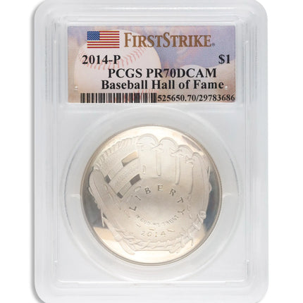 2014-P $1 Baseball Hall Fame Silver Commem - PCGS PF70 Genventro Bullion and Coins