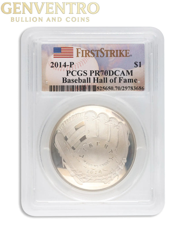2014-P $1 Baseball Hall Fame Silver Commem - PCGS PF70 Genventro Bullion and Coins