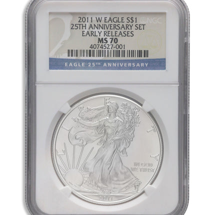 2011 w burnished silver eagle ngc ms70 er