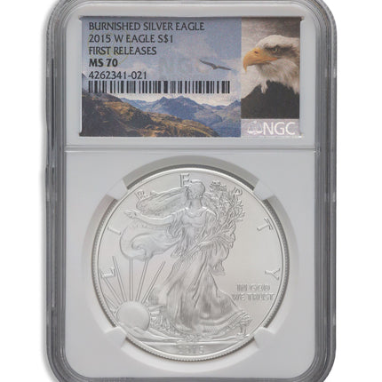2015 w burnished silver eagle ngc ms70 er