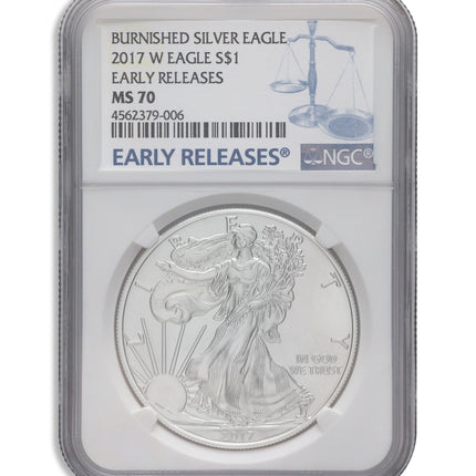 2017 w burnished silver eagle ngc ms70 er
