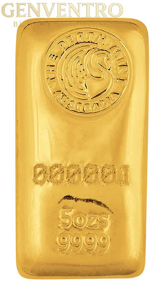 5 oz Gold Bar - Perth Mint (Cast) Genventro Bullion and Coins