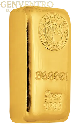 5 oz Gold Bar - Perth Mint (Cast) Genventro Bullion and Coins