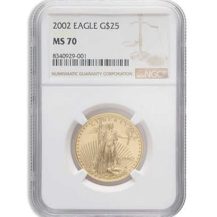 2002 1/2 oz Gold Eagle $25 NGC MS70 Genventro Bullion and Coins