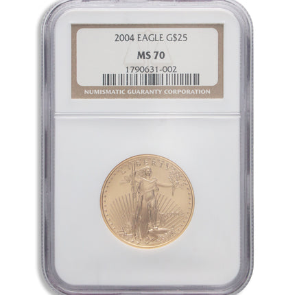 2004 1/2 oz gold eagle $25 ngc ms70