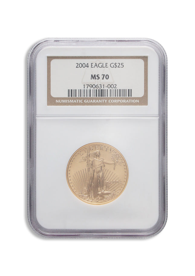 2004 1/2 oz gold eagle $25 ngc ms70