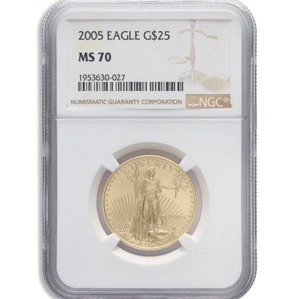 2005 1/2 oz gold eagle $25 ngc ms70
