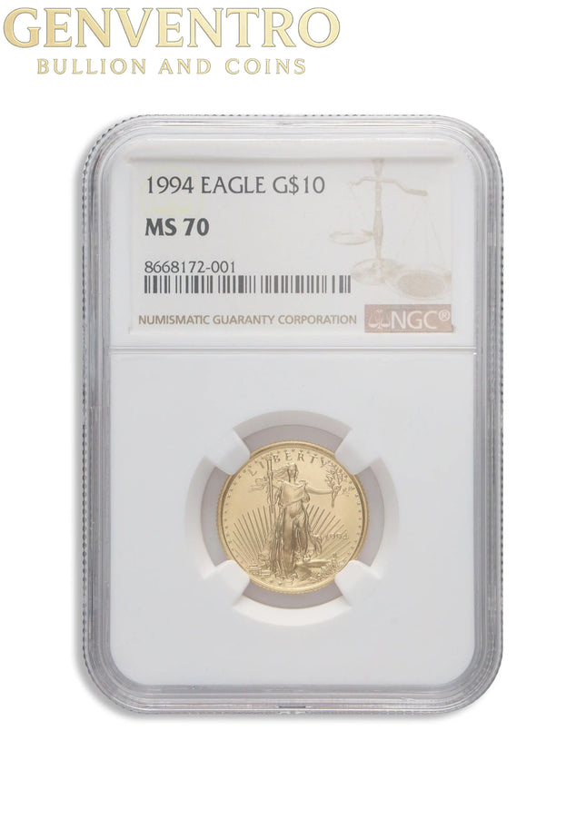 1994 1/4 oz Gold Eagle $10 NGC MS70 Genventro Bullion and Coins