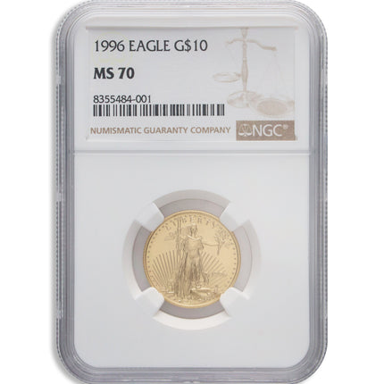 1996 1/4 oz gold eagle $10 ngc ms70