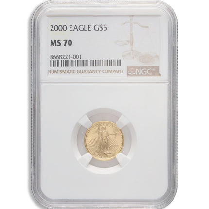2000 1/10 oz gold eagle $5 ngc ms70