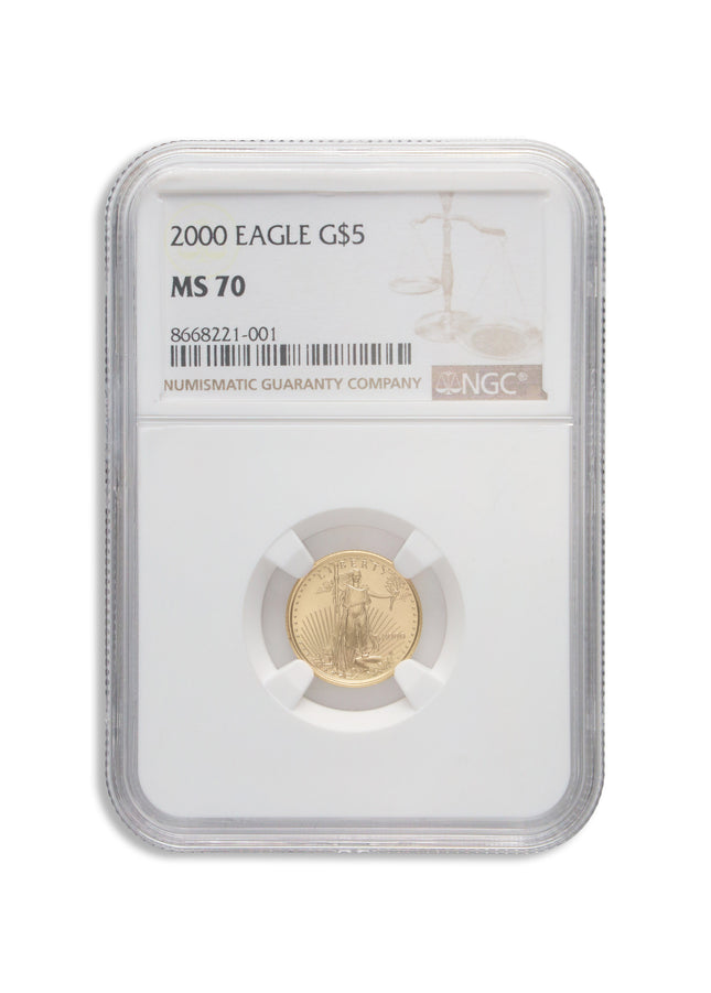 2000 1/10 oz gold eagle $5 ngc ms70