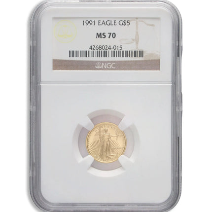 1991 1/10 oz Gold Eagle $5 NGC MS70 Genventro Bullion and Coins
