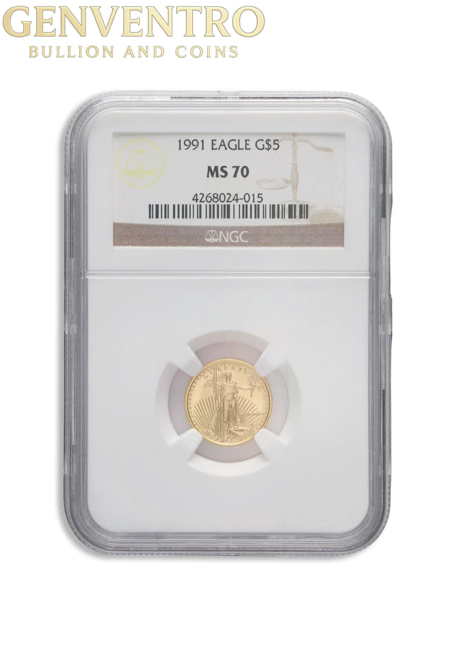 1991 1/10 oz Gold Eagle $5 NGC MS70 Genventro Bullion and Coins