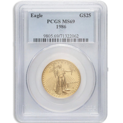 1986 1/2 oz Gold Eagle $25 PCGS MS69 Genventro Bullion and Coins