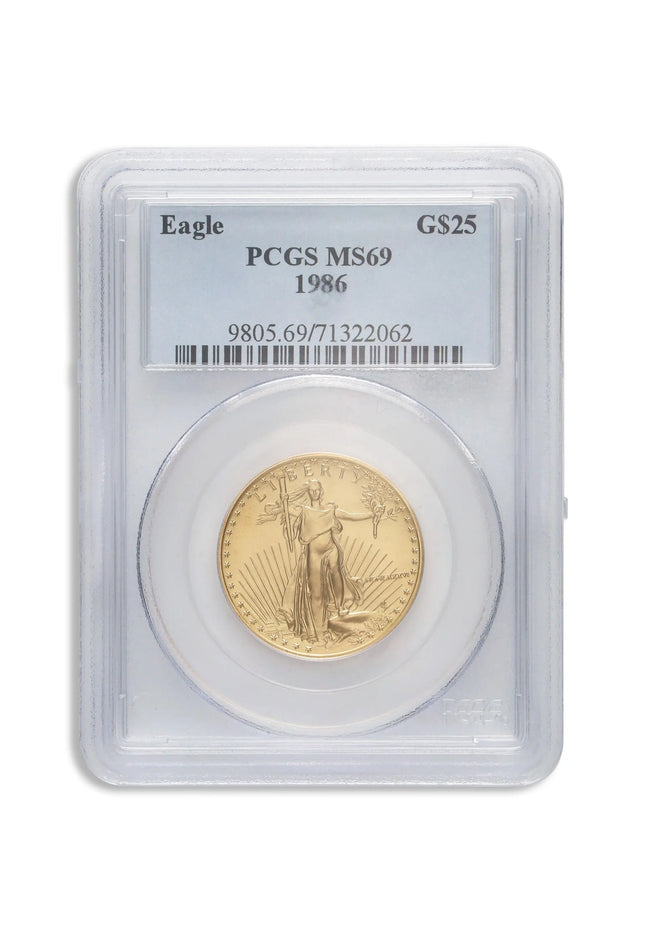 1986 1/2 oz Gold Eagle $25 PCGS MS69 Genventro Bullion and Coins
