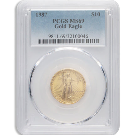 1987 1/4 oz gold eagle $10 pcgs ms69