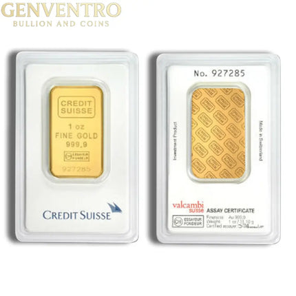 1 oz Gold Bar - Credit Suisse (Carded) Genventro Bullion and Coins