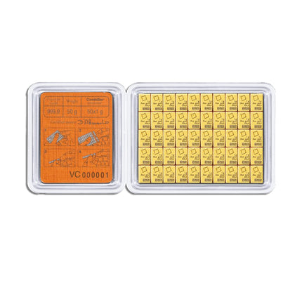 50 x 1 gram .9999 valcambi combibar™ gold (in assay)