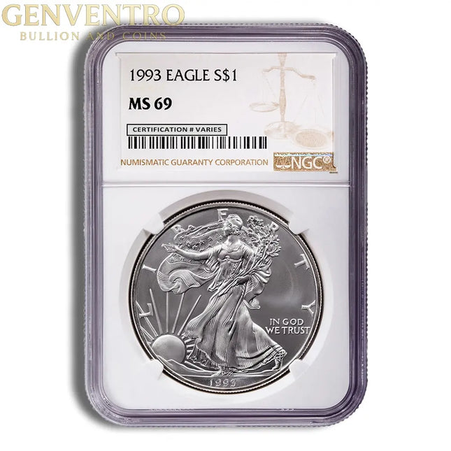 1993 Silver Eagle NGC MS69 Genventro Bullion and Coins
