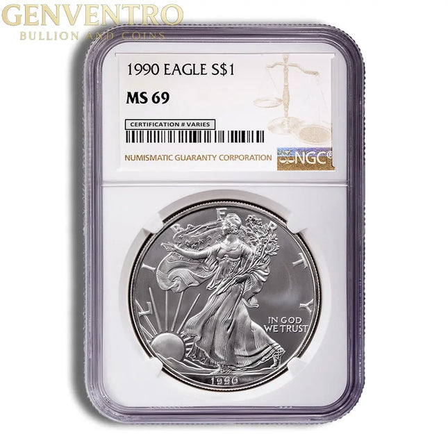 1990 Silver Eagle NGC MS69 Genventro Bullion and Coins