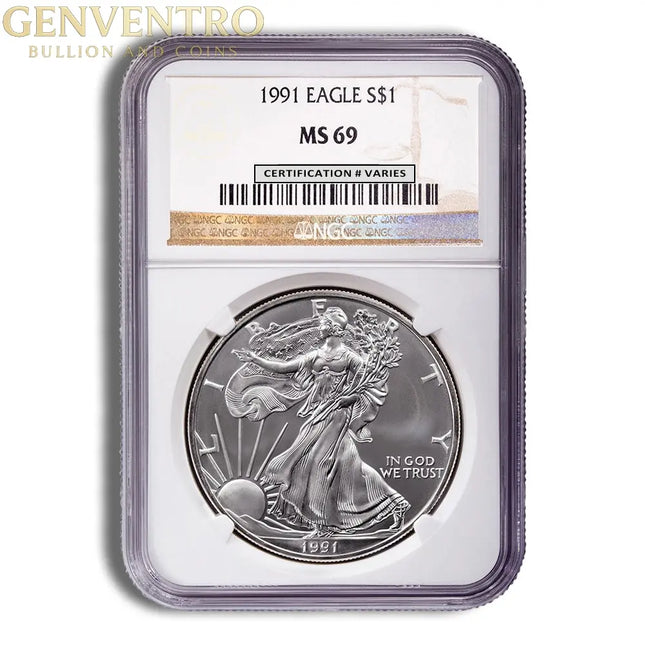1991 Silver Eagle NGC MS69 Genventro Bullion and Coins