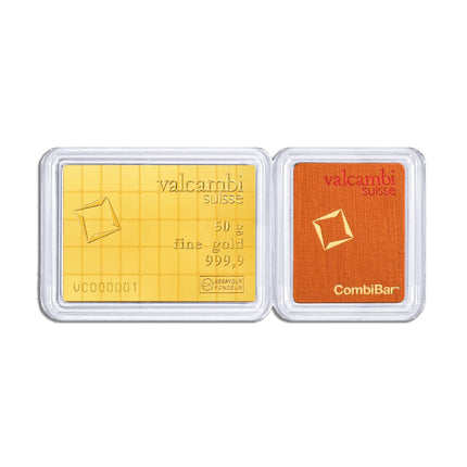 50 x 1 gram .9999 valcambi combibar™ gold (in assay)