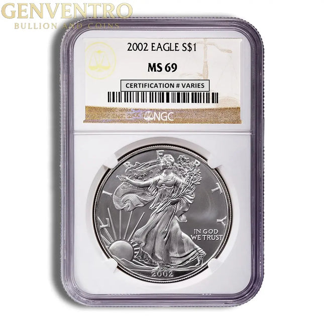 2002 Silver Eagle NGC MS69 Genventro Bullion and Coins