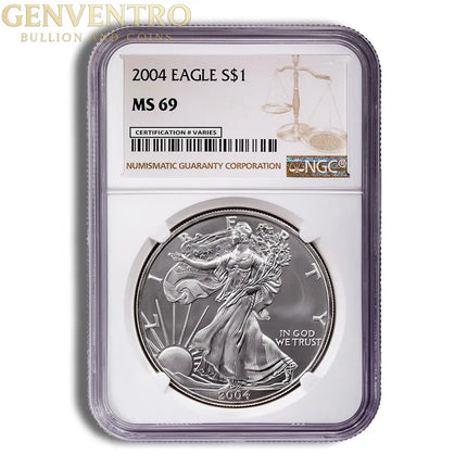 2004 Silver Eagle NGC MS69 Genventro Bullion and Coins