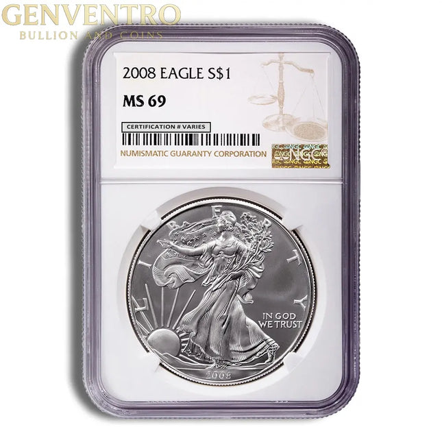 2008 Silver Eagle NGC MS69 Genventro Bullion and Coins