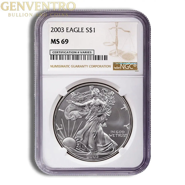 2003 Silver Eagle NGC MS69 Genventro Bullion and Coins