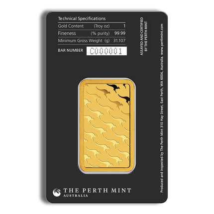 1 oz gold bar perth mint (black card)