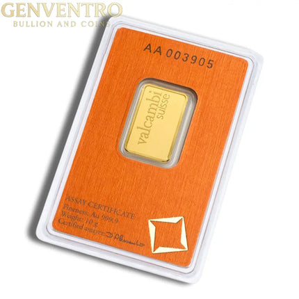 10 gram Gold Bar - Valcambi (Carded) Genventro Bullion and Coins