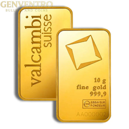 10 gram Gold Bar - Valcambi (Carded) Genventro Bullion and Coins