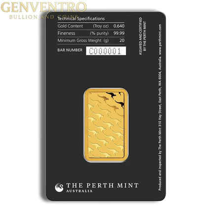 20 gram Gold Bar - Perth Mint (Carded) Genventro Bullion and Coins