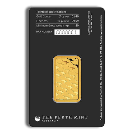 20 gram gold bar perth mint (carded)