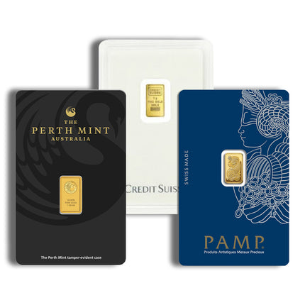 1 gram gold bar brand varies (carded)
