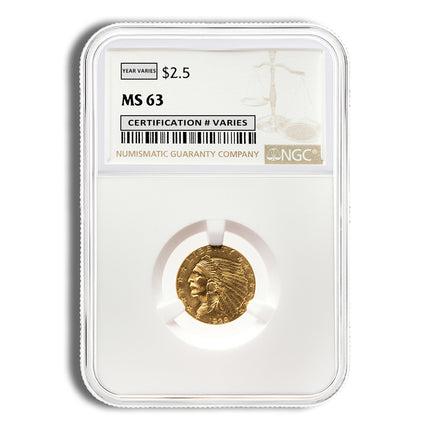$2.5 gold indian quarter eagle ngc ms63