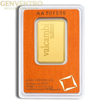 1 oz Gold Bar - Valcambi (Carded) Genventro Bullion and Coins