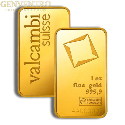 1 oz Gold Bar - Valcambi (Carded) Genventro Bullion and Coins