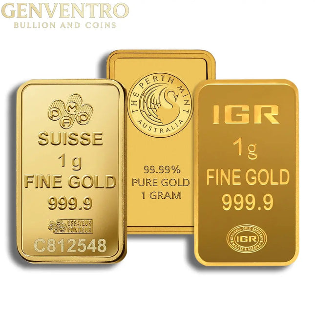 1 gram Gold Bar - Brand Varies (No Card) Genventro Bullion and Coins