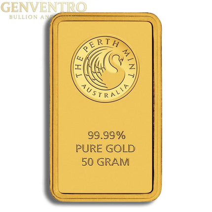 50 gram Gold Bar - Perth Mint (Carded) Genventro Bullion and Coins