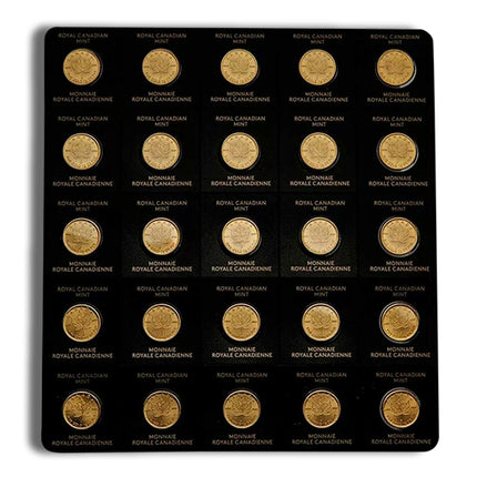 25 x 1 g canadian maplegram gold coins (carded)