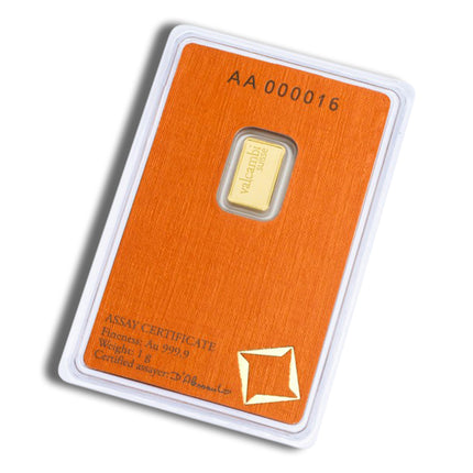 1 gram gold bar valcambi (carded)