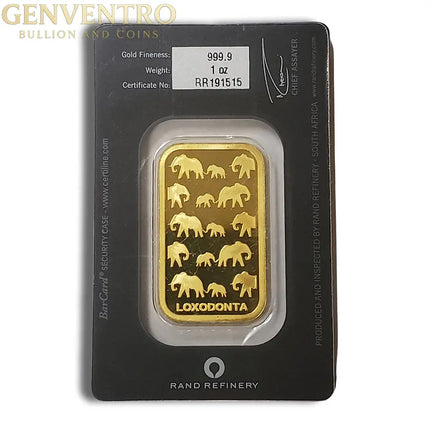 1 oz Gold Bar - Rand Refinery (Carded) Genventro Bullion and Coins